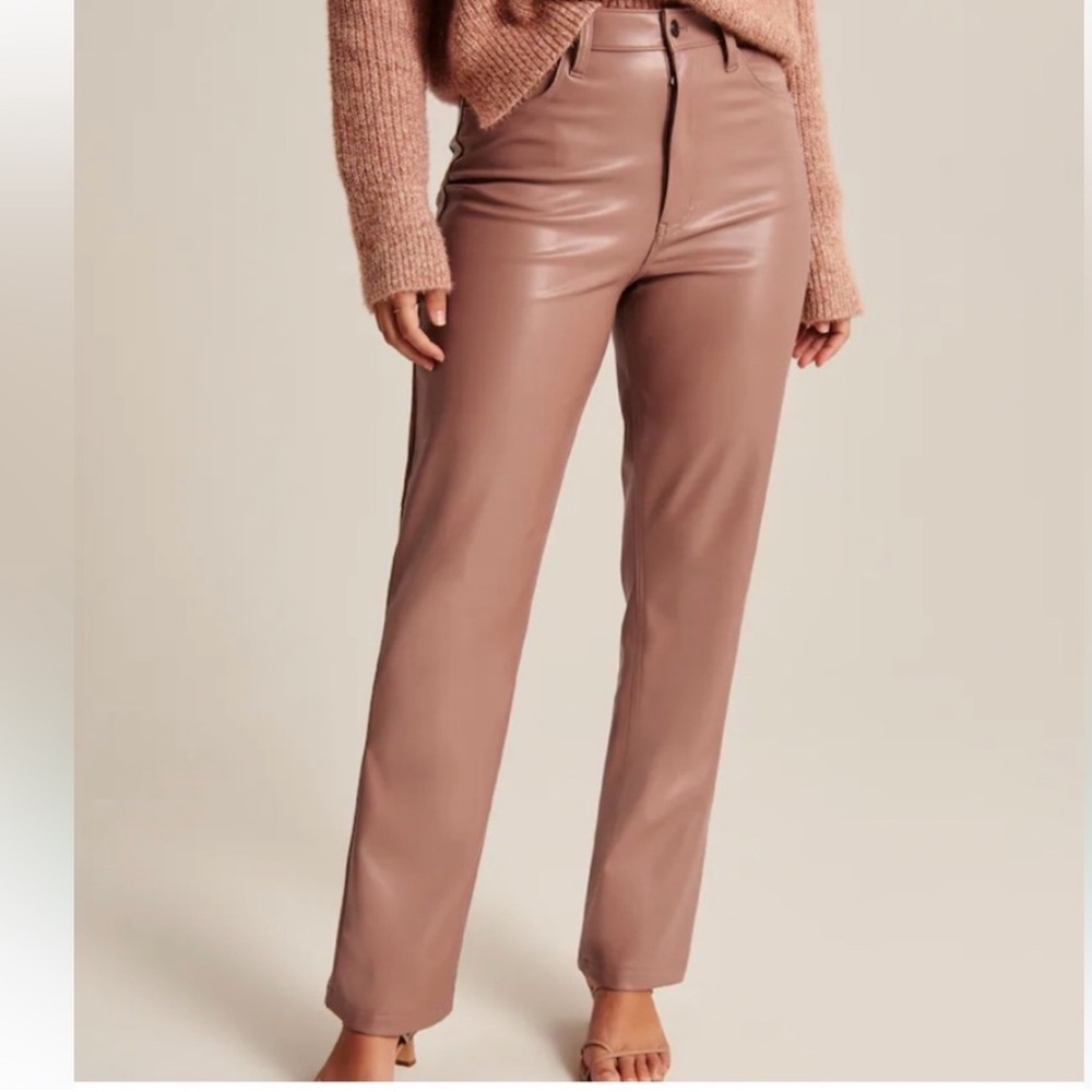 Abercrombie & Fitch Women's Mauve Vegan Leather Straight Leg Jeans